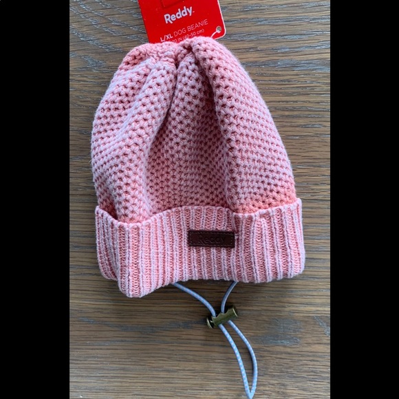 Knit dog beanie, pink, size large/XL for 16-20 “